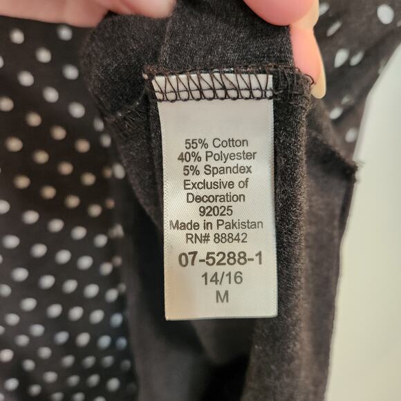 Woman Within Black Polka Dots Pleated Long Sleeve Tunic Blouse Top Size XL 14/16 - Picture 5 of 6